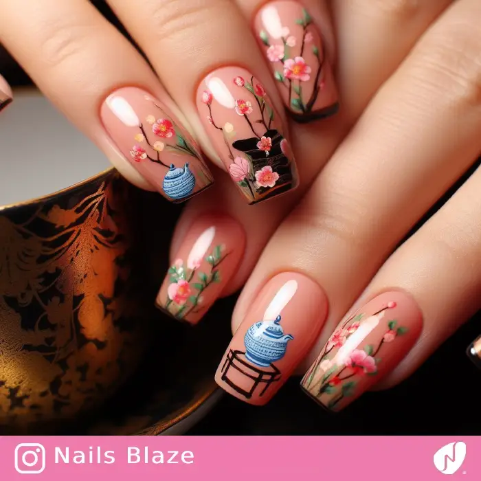 Japanese Tea Ceremony-inspired Nails | Cultural - NB1025